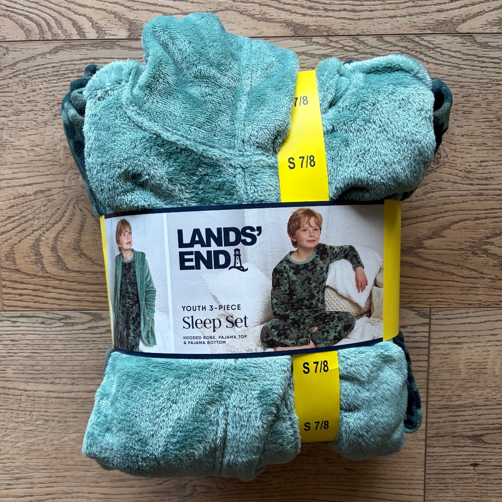 NWT Lands' End 3-Piece Sleep Set - Size 7/8